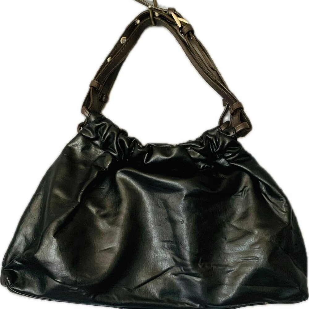 Perllini soft leather black satchel bag